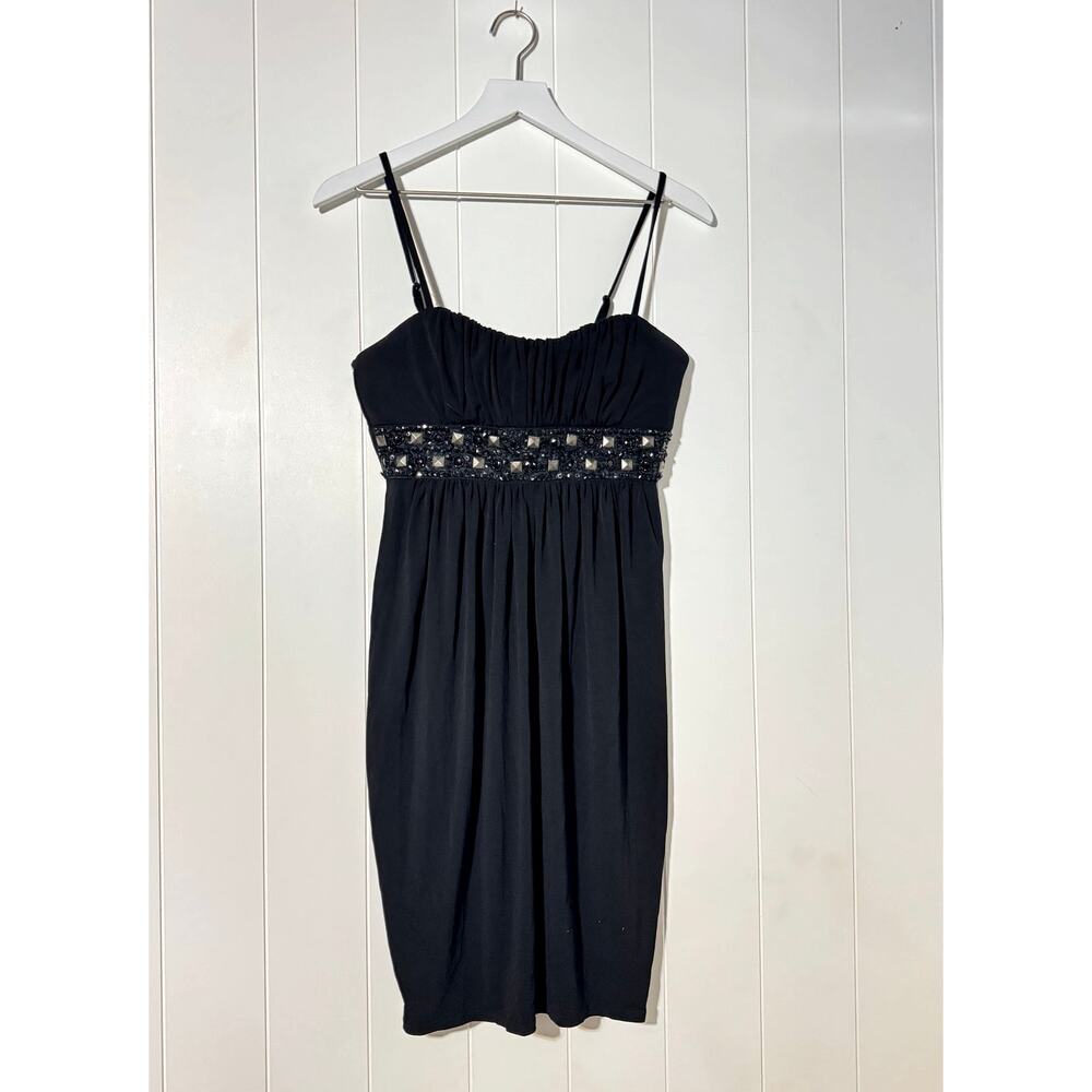 Roulette Cocktail Black Dress Embellished Beaded Waist Size 8